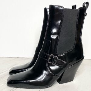 Sam Edelman Suzette Black Patent Chelsea Heeled Bootie 9M